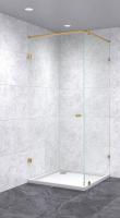 Душевой уголок с распашной дверью 600х600х2000 бесцветный, профиль золото | Фантазия Стекла