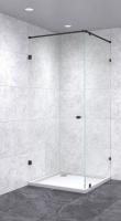 Душевой уголок с распашной дверью 600х700х1600 бесцветный, профиль черный | Фантазия Стекла