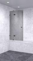 Шторка на ванну 700х1600 зеркальная, профиль черный | Фантазия Стекла