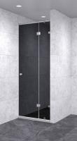 Душевая дверь в нишу с добором распашная 1000х2100 черная, профиль матовый хром  | Фантазия Стекла