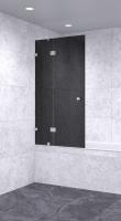 Шторка на ванну 1100х1800 черная, профиль матовый хром | Фантазия Стекла