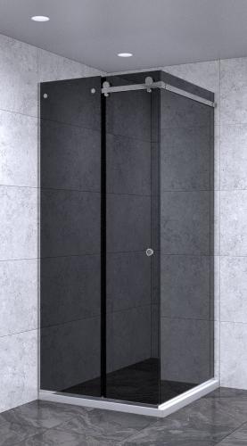 Акваслайдер с одной дверью из черного стекла, фурнитура хром | Фантазия Стекла