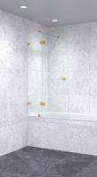 Шторка на ванну 1100х1800 бесцветная, профиль золото | Фантазия Стекла