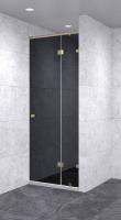 Душевая дверь в нишу с добором распашная 1100х2100 черная, профиль бронза | Фантазия Стекла