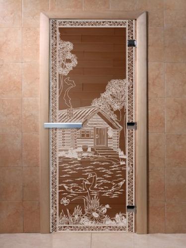 Дверь для сауны бронза с рисунком ФС-3 | Фантазия Стекла