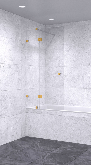 Шторка на ванну 1100х1900 осветленная, профиль золото | Фантазия Стекла