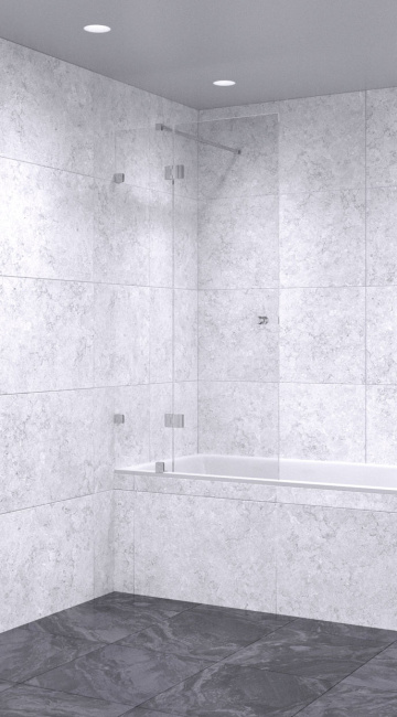 Шторка на ванну 800х2200 осветленная, профиль матовый хром | Фантазия Стекла