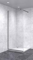 Душевая перегородка 700х1600 осветленная, профиль черный  | Фантазия Стекла