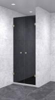 Душевая дверь в нишу распашная двойная 700х700х2200 черная, профиль бронза | Фантазия Стекла