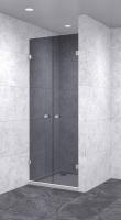 Душевая дверь в нишу распашная двойная 600х600х1600 тонированная, профиль матовый хром | Фантазия Стекла