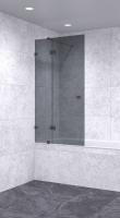Шторка на ванну 1000х1700 тонированная, профиль черный | Фантазия Стекла