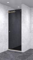 Душевая дверь в нишу раздвижная 450х450х1700 черная, профиль бронза | Фантазия Стекла