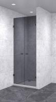 Душевая дверь в нишу распашная двойная 800х800х1800 тонированная, профиль черный | Фантазия Стекла