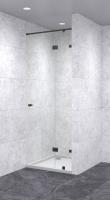 Душевая дверь в нишу с добором распашная  1100х1800 бесцветная, профиль черный | Фантазия Стекла