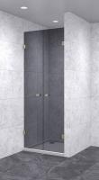 Душевая дверь в нишу распашная двойная 800х800х1900 тонированная, профиль бронза | Фантазия Стекла