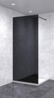 Душевая перегородка 700х1900 черная, профиль черный | Фантазия Стекла