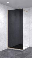 Душевая перегородка 800х1600 черная, профиль золото | Фантазия Стекла
