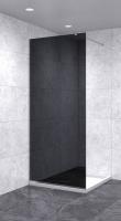 Душевая перегородка 900х2200 черная, профиль хром | Фантазия Стекла
