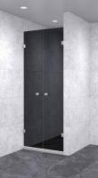 Душевая дверь в нишу распашная двойная 800х800х1800 черная, профиль матовый хром | Фантазия Стекла