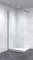 Душевая перегородка 1100х1700 бесцветная, профиль черный | Фантазия Стекла