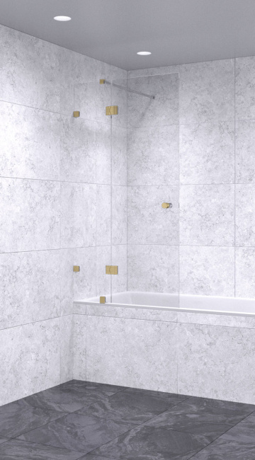 Шторка на ванну 1100х1900 осветленная, профиль бронза | Фантазия Стекла