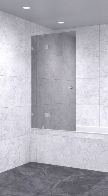 Шторка на ванну 900х1600 зеркальная, профиль матовый хром | Фантазия Стекла