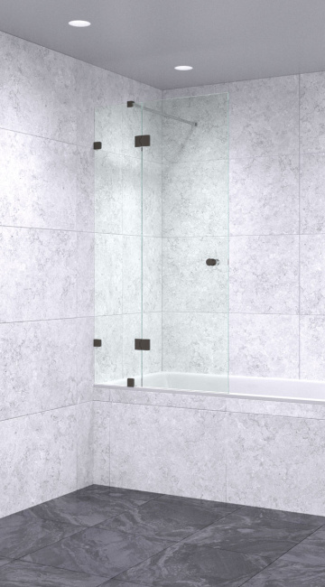 Шторка на ванну 900х1800 бесцветная, профиль черный | Фантазия Стекла