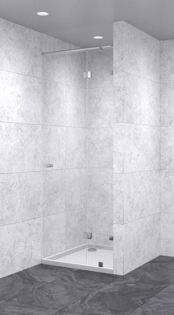 Душевая дверь в нишу с добором распашная 1100х2000 осветленная, профиль матовый хром  | Фантазия Стекла