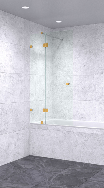 Шторка на ванну 700х1600 бесцветная, профиль золото | Фантазия Стекла