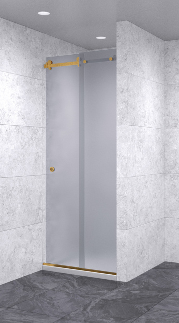 Душевая дверь в нишу раздвижная 600х600х2100 матовая, профиль золото | Фантазия Стекла