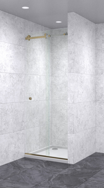 Душевая дверь в нишу раздвижная 450х450х1900 бесцветная, профиль бронза | Фантазия Стекла