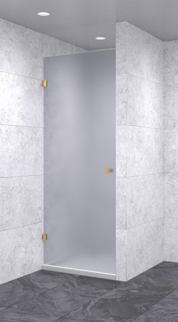 Душевая дверь в нишу распашная 800х2100 матовая, профиль золото | Фантазия Стекла