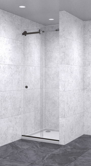 Душевая дверь в нишу раздвижная 550х550х2100 осветленная, профиль черный | Фантазия Стекла