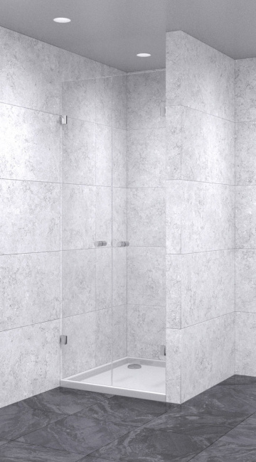 Душевая дверь в нишу распашная двойная 700х700х2000 осветленная, профиль хром | Фантазия Стекла