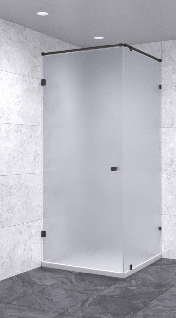 Душевой уголок с распашной дверью 800х900х1800 матовый, профиль черный | Фантазия Стекла