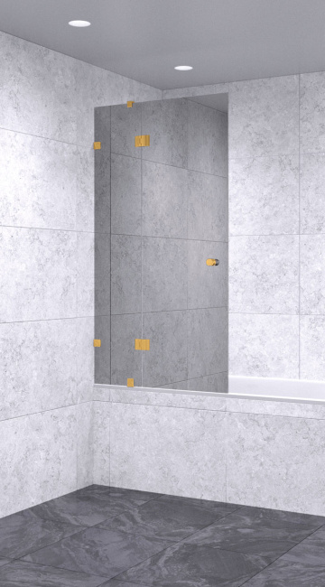 Шторка на ванну 700х1800 зеркальная, профиль золото | Фантазия Стекла