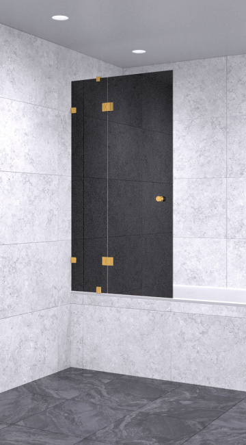 Шторка на ванну 1000х1900 черная, профиль золото | Фантазия Стекла
