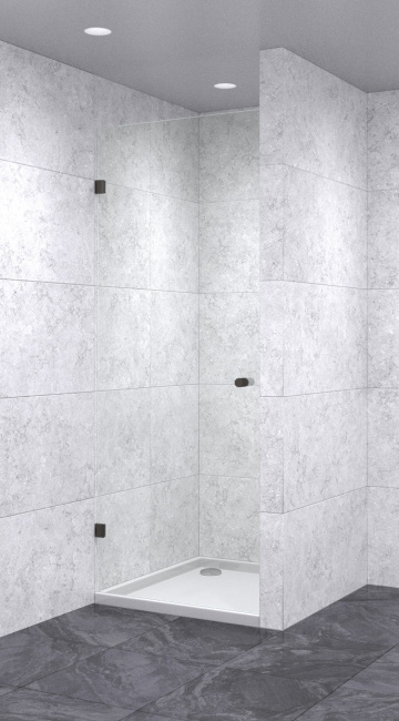 Душевая дверь в нишу распашная 700х1900 бесцветная, профиль черный | Фантазия Стекла