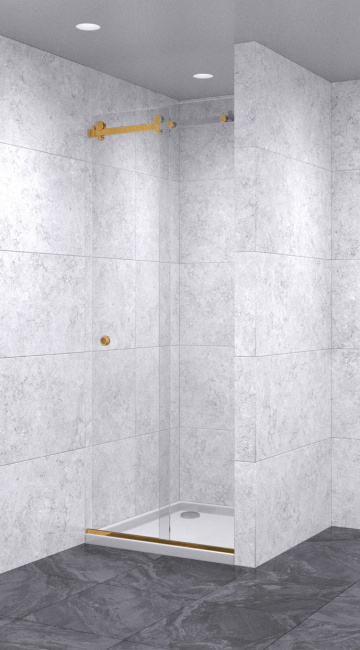 Душевая дверь в нишу раздвижная 550х550х1900 осветленная, профиль золото | Фантазия Стекла