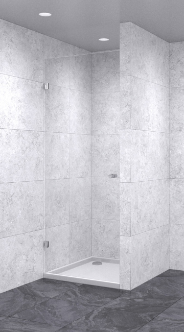 Душевая дверь в нишу распашная 800х1700 осветленная, профиль матовый хром | Фантазия Стекла