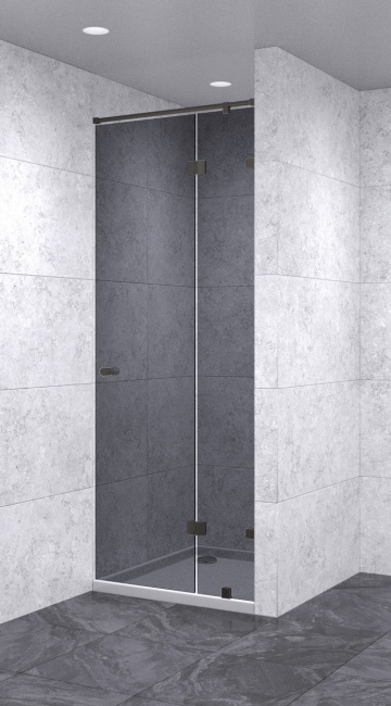 Душевая дверь в нишу с добором распашная  800х1700 тонированная, профиль черный | Фантазия Стекла