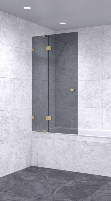 Шторка на ванну 1100х1600 тонированная, профиль бронза | Фантазия Стекла