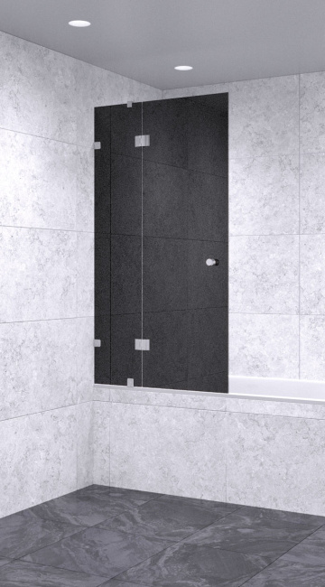 Шторка на ванну 700х2100 черная, профиль матовый хром | Фантазия Стекла