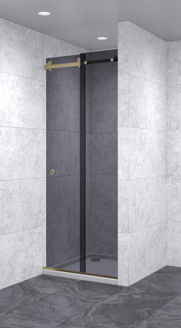 Душевая дверь в нишу раздвижная 500х500х2200 тонированная, профиль бронза | Фантазия Стекла