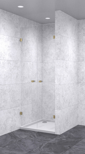 Душевая дверь в нишу распашная двойная 600х600х2100 осветленная, профиль бронза | Фантазия Стекла