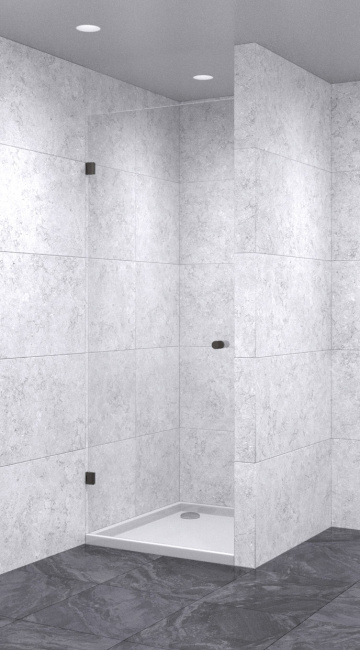 Душевая дверь в нишу распашная 700х1800 осветленная, профиль черный | Фантазия Стекла