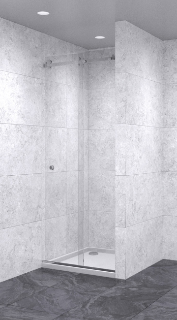 Душевая дверь в нишу раздвижная 600х600х1800 осветленная, профиль хром | Фантазия Стекла