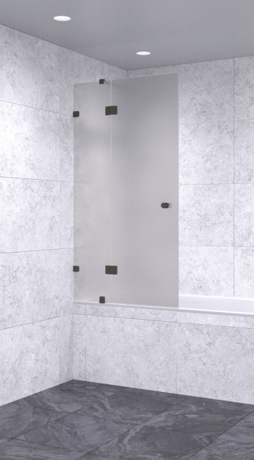 Шторка на ванну 900х1800 матовая, профиль черный | Фантазия Стекла