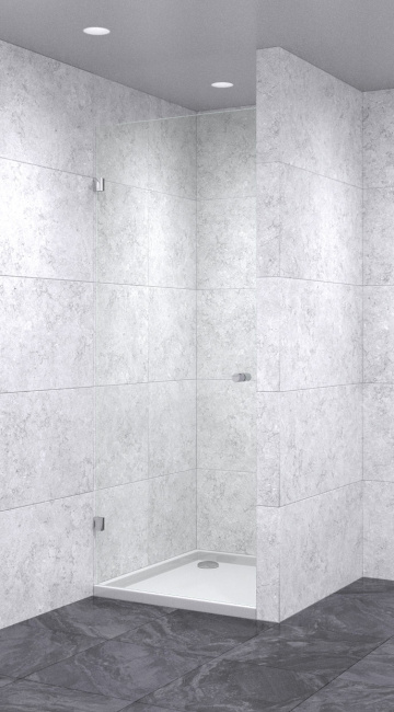 Душевая дверь в нишу распашная 800х2100 бесцветная, профиль хром | Фантазия Стекла