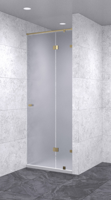 Душевая дверь в нишу с добором распашная  1100х1800 матовая, профиль бронза | Фантазия Стекла